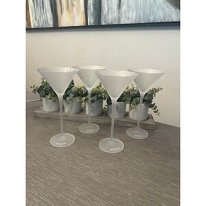 Belvedere Vodka Long Stem Stemmed Frosted Silver Tree Martini Glasses Set Of 4